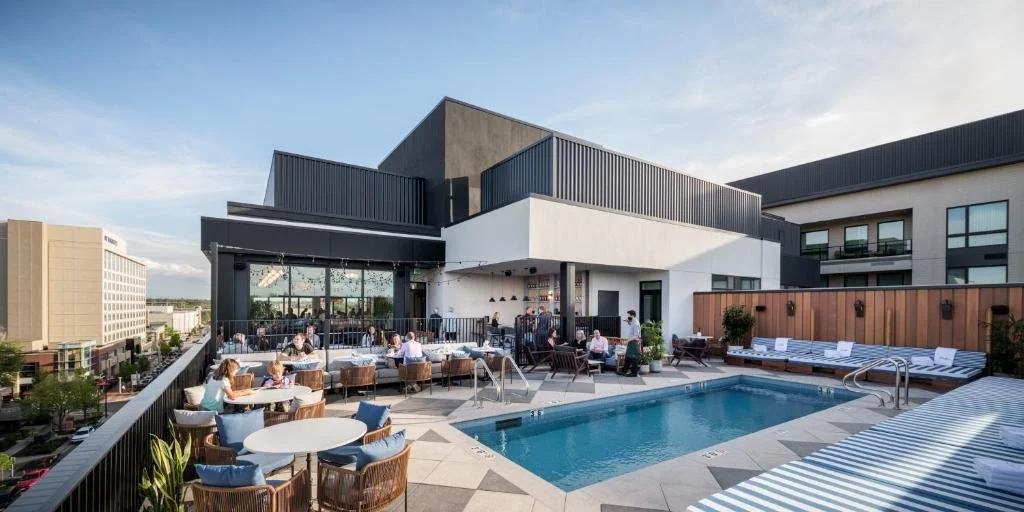 Clayton hotel pool in Cherry Creek in Denver, Colorado
