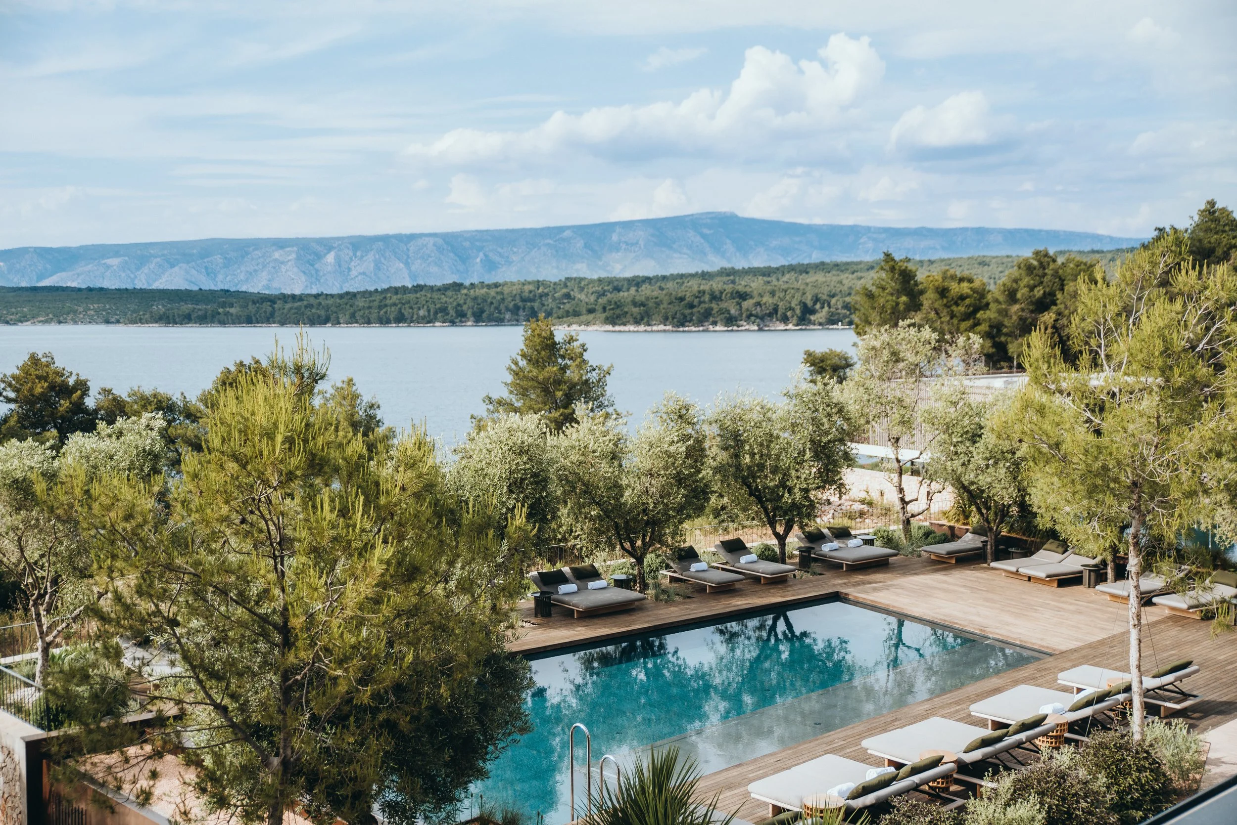 maslina resort hotel pool overlooking the bay in hvar croatia