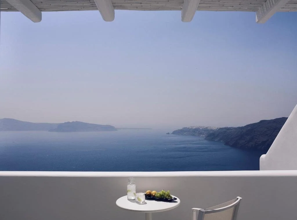 views overlooking the caldera at cavo tagoo santorini in greece