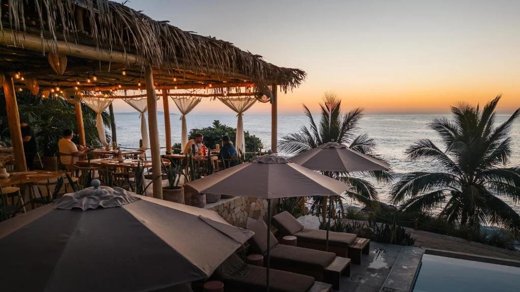 pool at sunset at La Joya Sayulita