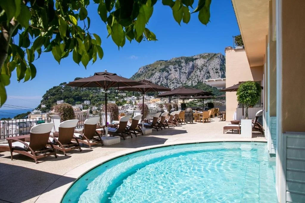 pool area at capri tiberio palace in capri italy