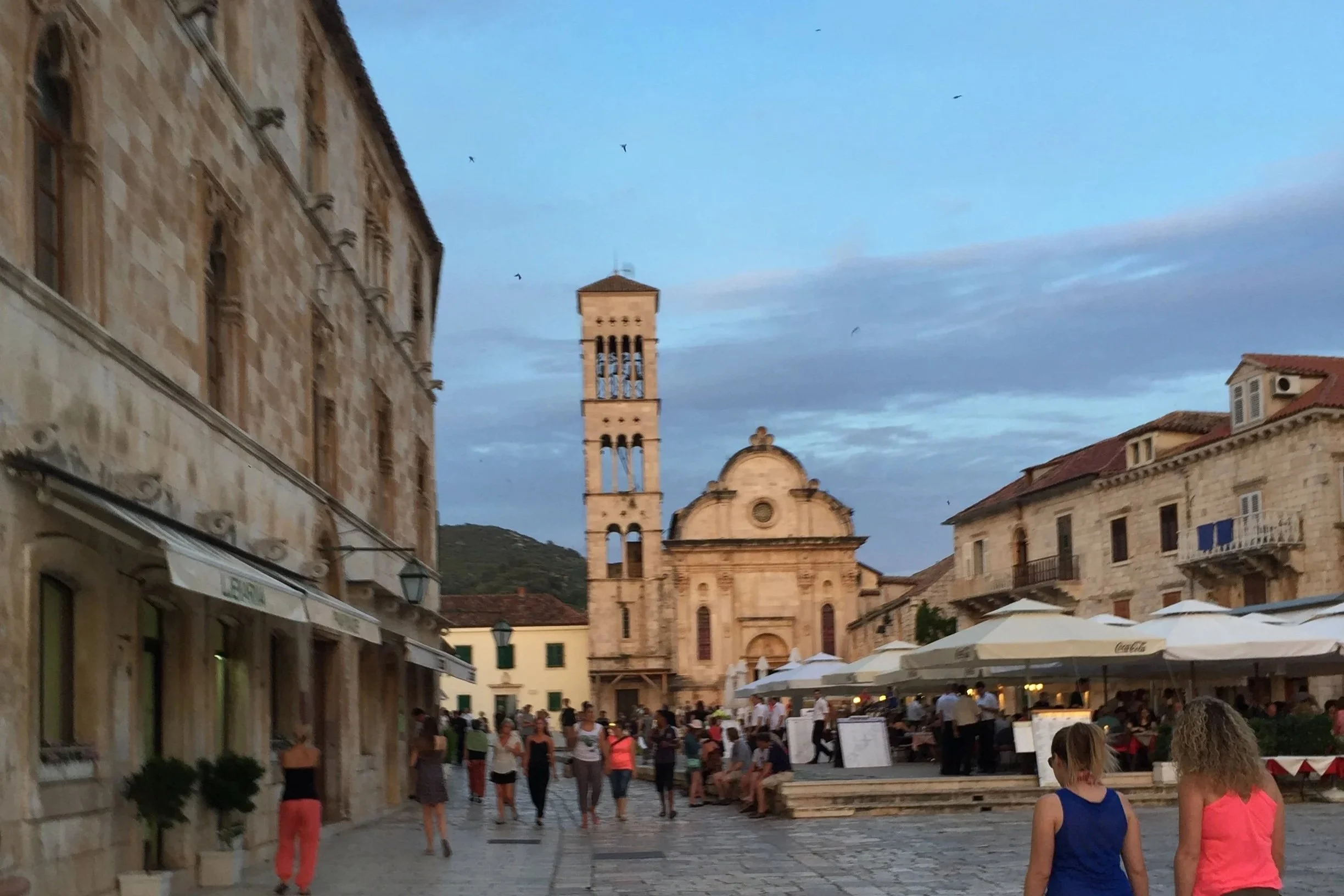 hvar old town at dusk