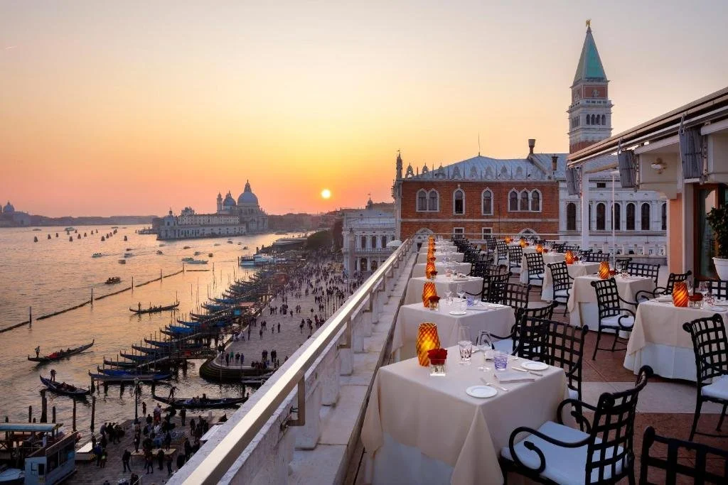 view of venice italy skyline at hotel danieli in venice italy