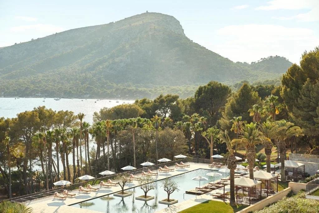 pool overlooking the bay at four seasons resort mallorca at formentor