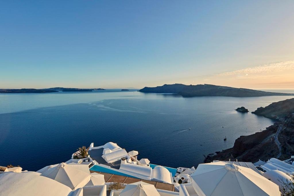 View of the caldera from katikies santorini in greece.
