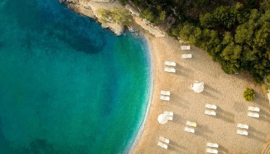 beach from above at aminess port 9 resort
