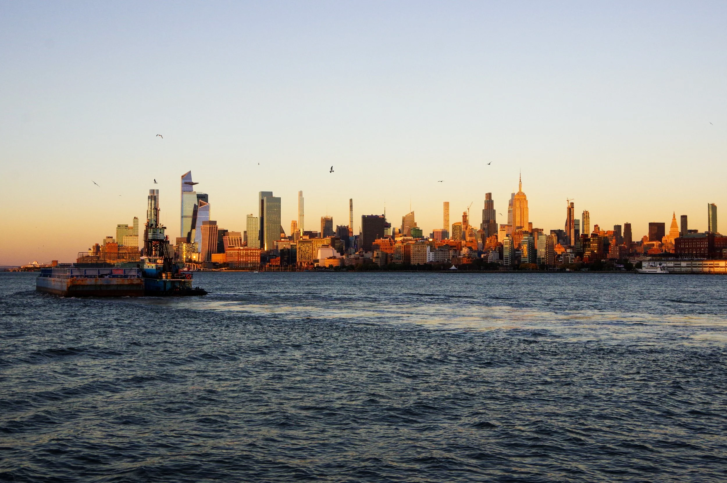 New York skyline at sunset