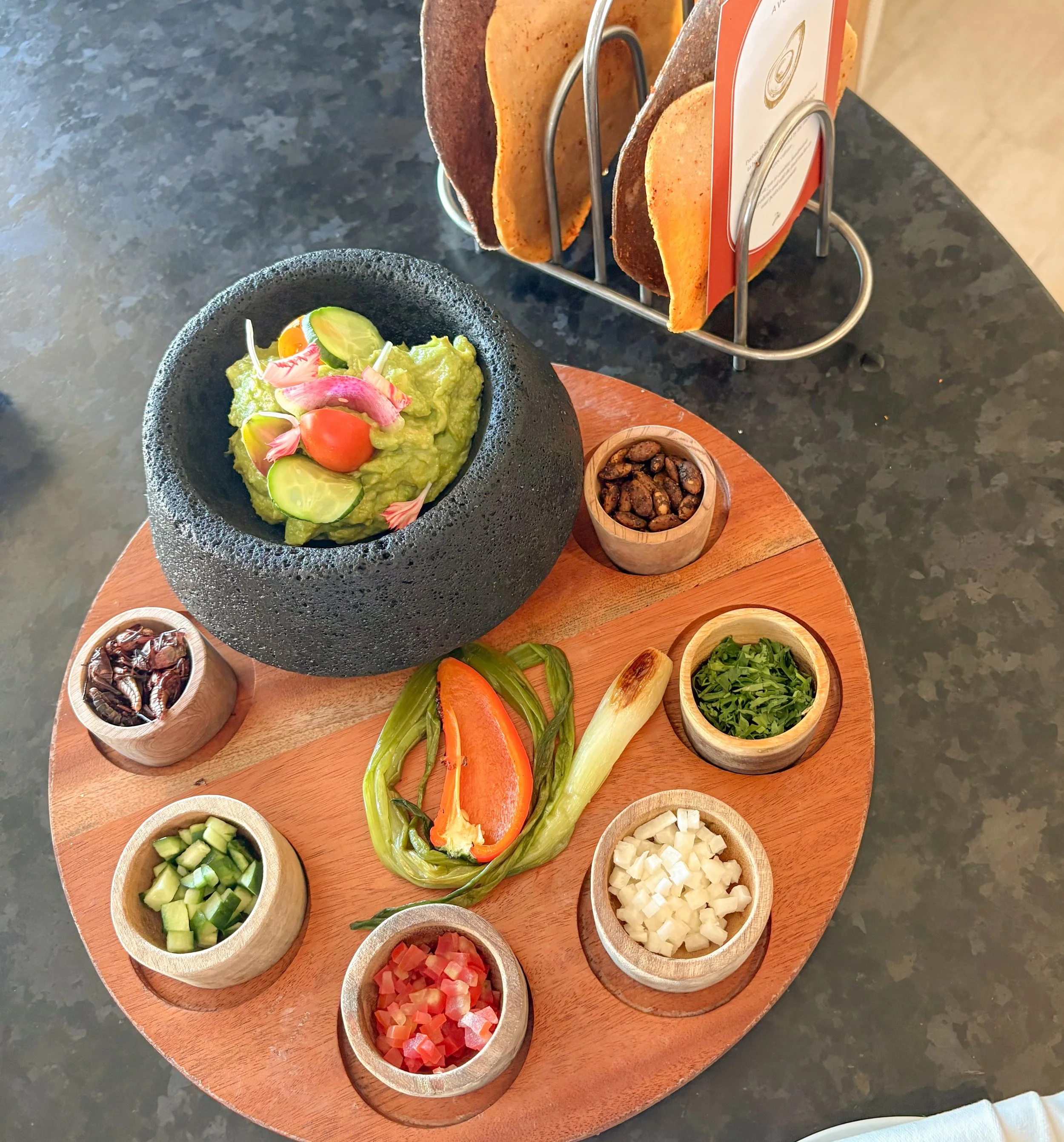 make you own guacamole plate at the montage los cabos