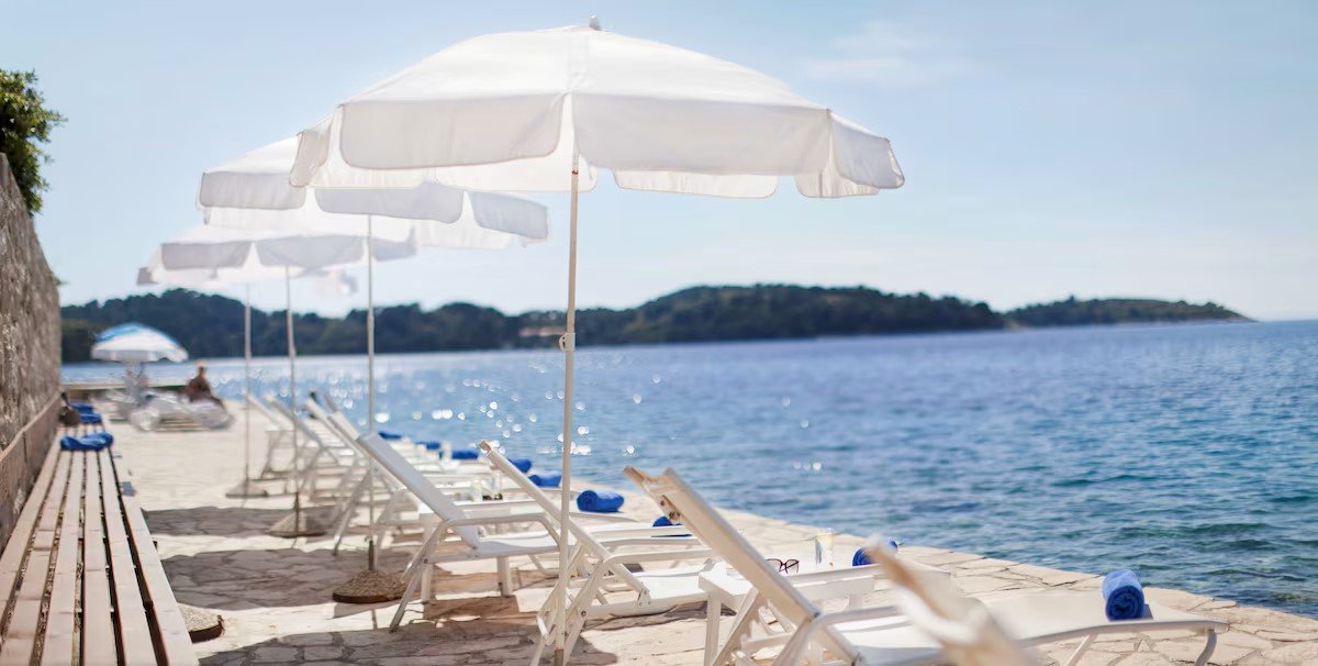 sun loungers at hotel odisej the only hotel in mljet croatia