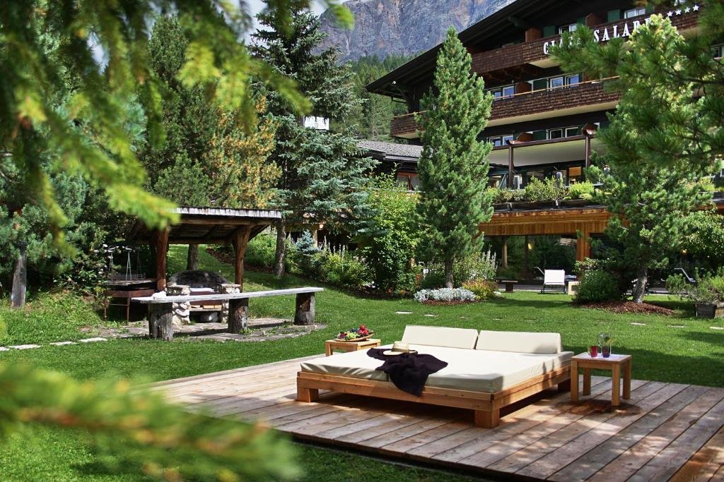exterior at ciasa salares in dolomites italy