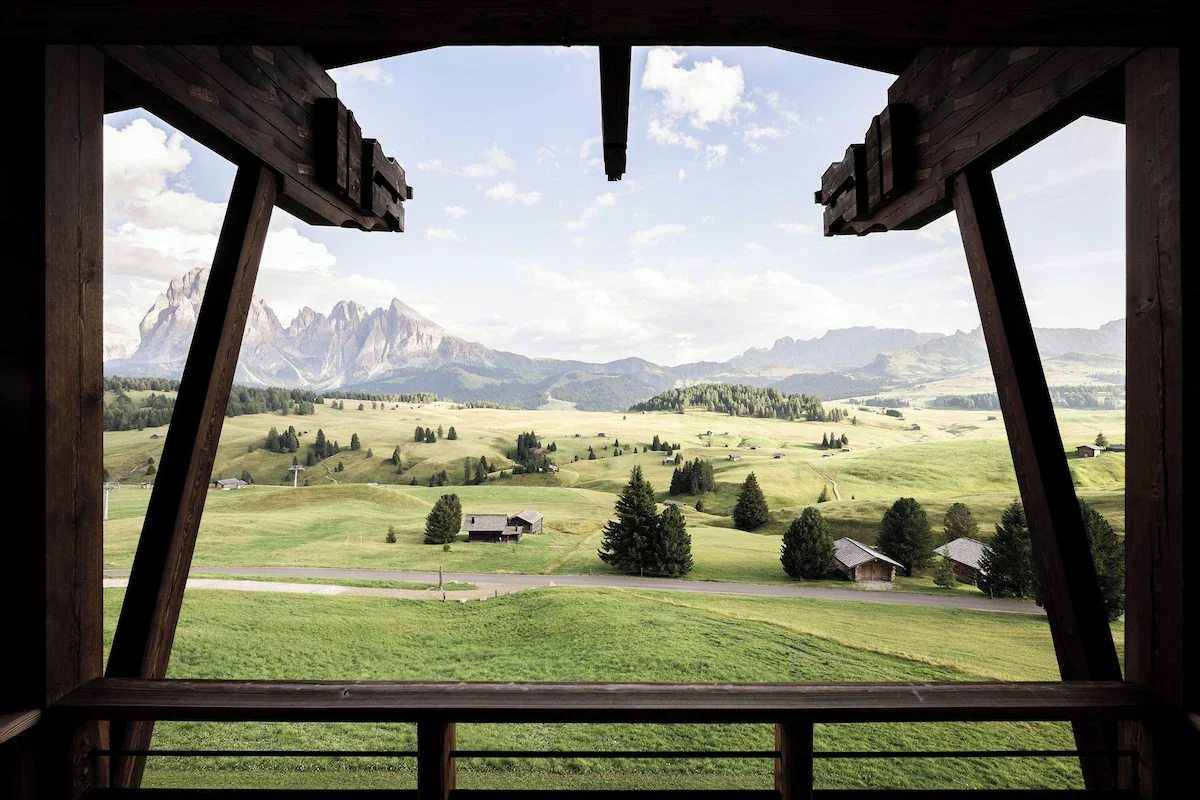 stunning view of the dolomites from adler lodge alpe in italy