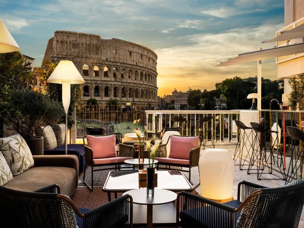 bar overlooking the colosseum at Palazzo Manfredi in Rome Italy