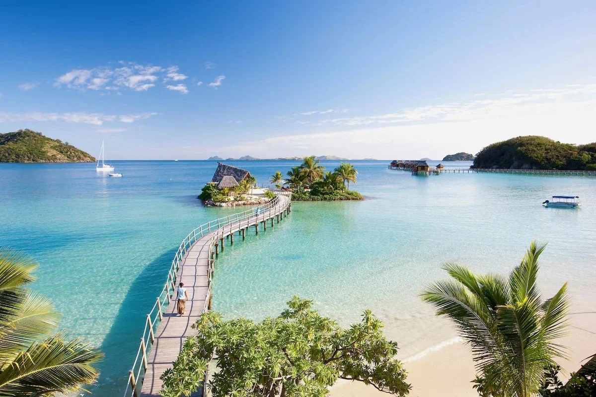 aerial view of likuliky lagoon resort in fiji