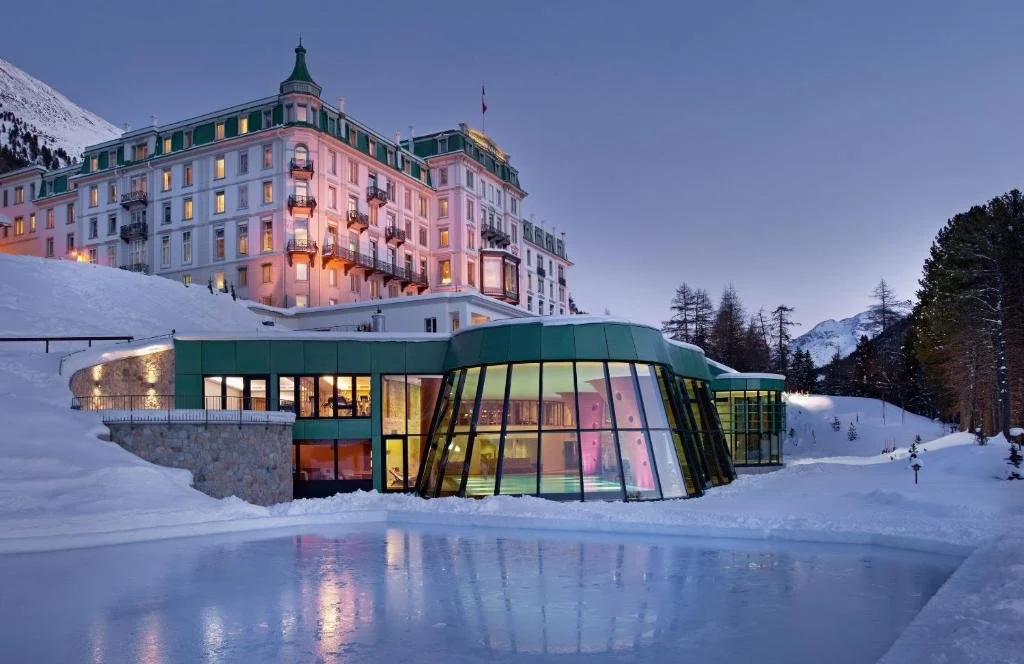 grand hotel kronenhof ice rink in the winter