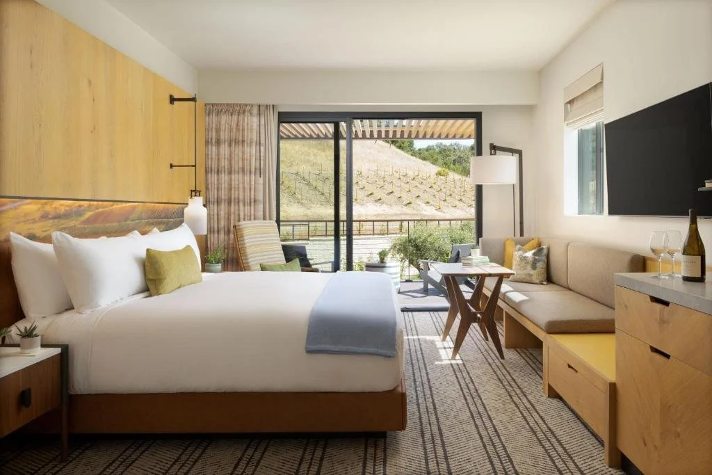 room overlooking the vineyards at appellation healdsburg