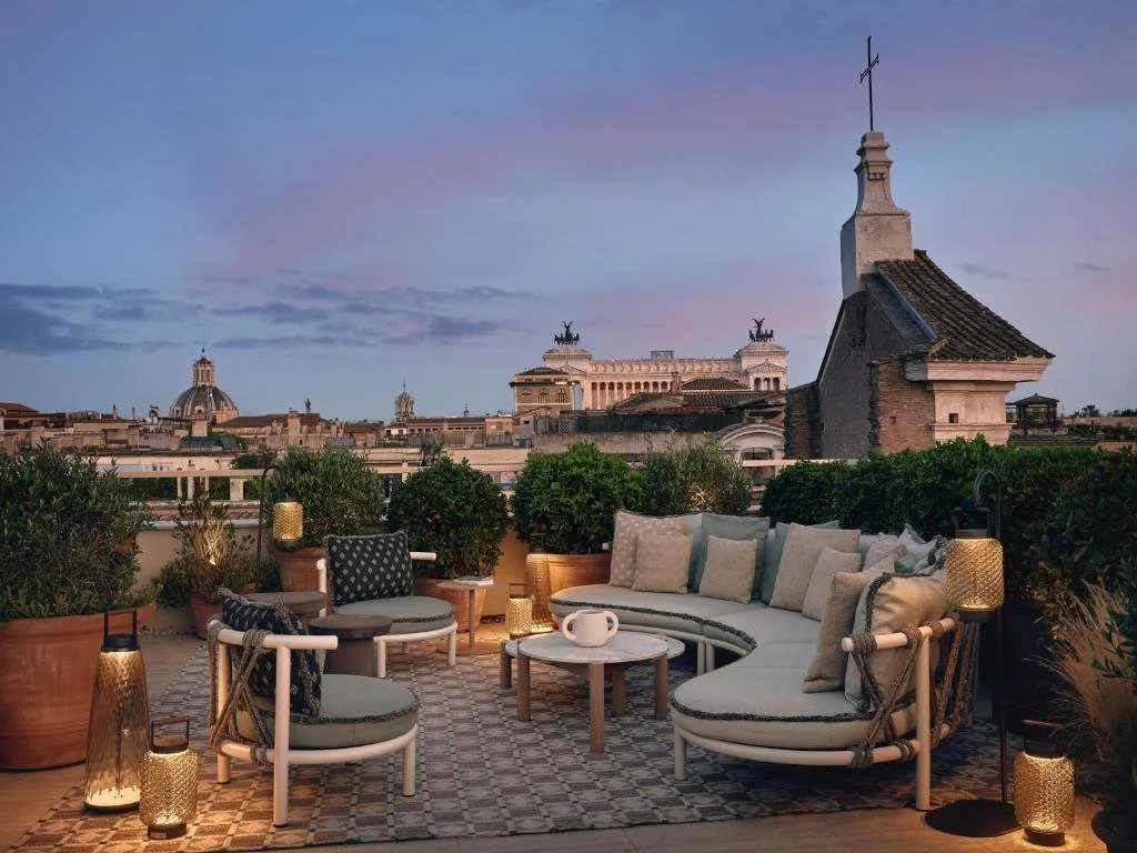 Six Senses Rome patio overlooking Pantheon