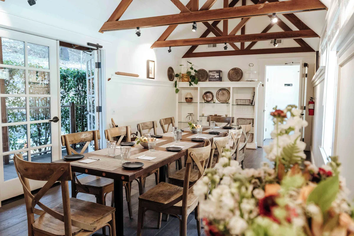 dining area in sonoma california's farmhouse inn hotel