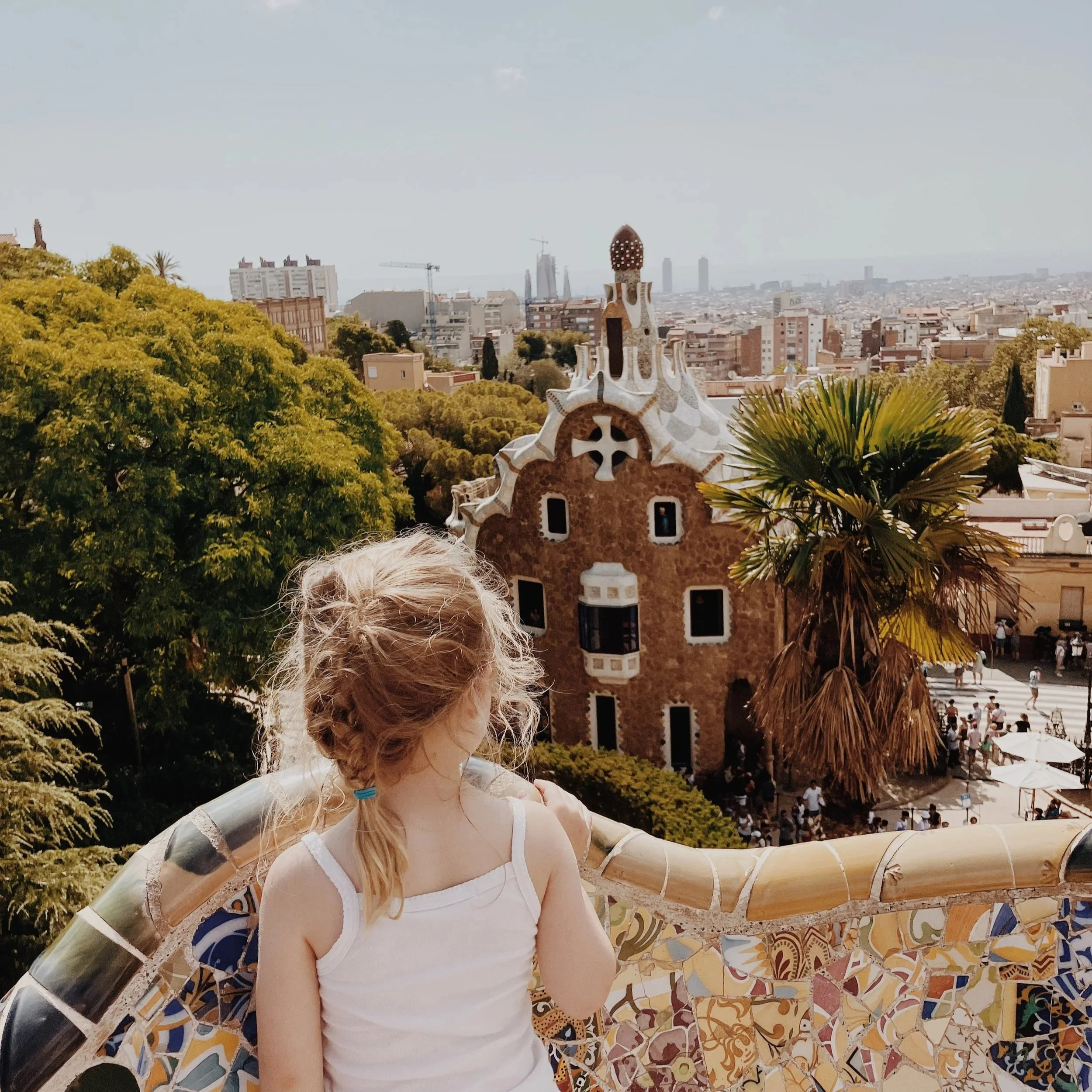Park Guell in Barcelona with kids