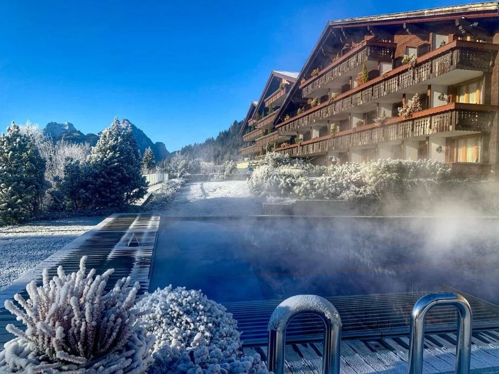pool in the snow at ermitage wellness and spa hotel in zermatt switzerland