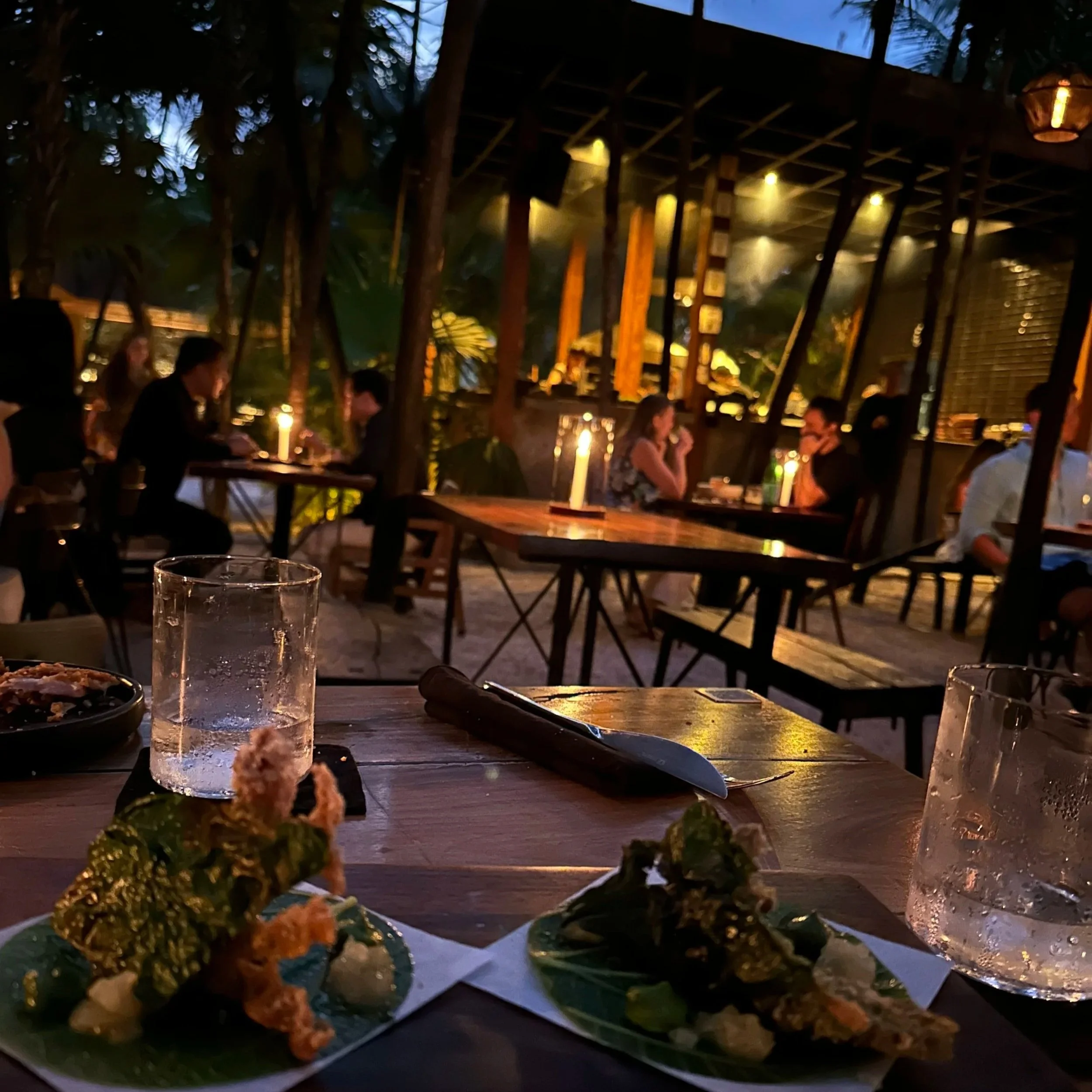 acre tulum restaurant at night