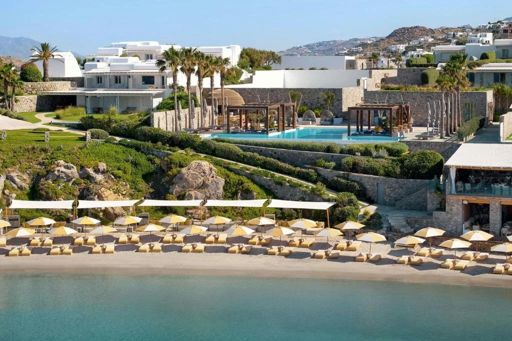 Santa Marina private beach in Mykonos Greece
