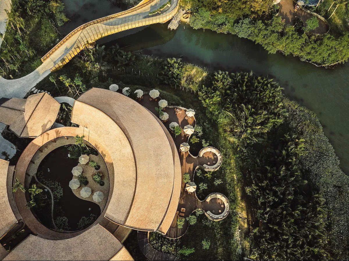 aerial view of namia river retreat in hoi an vietnam