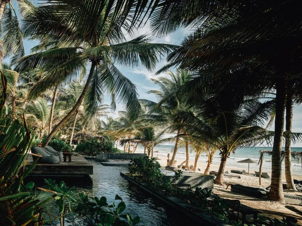 beach area in front of Nomade Tulum