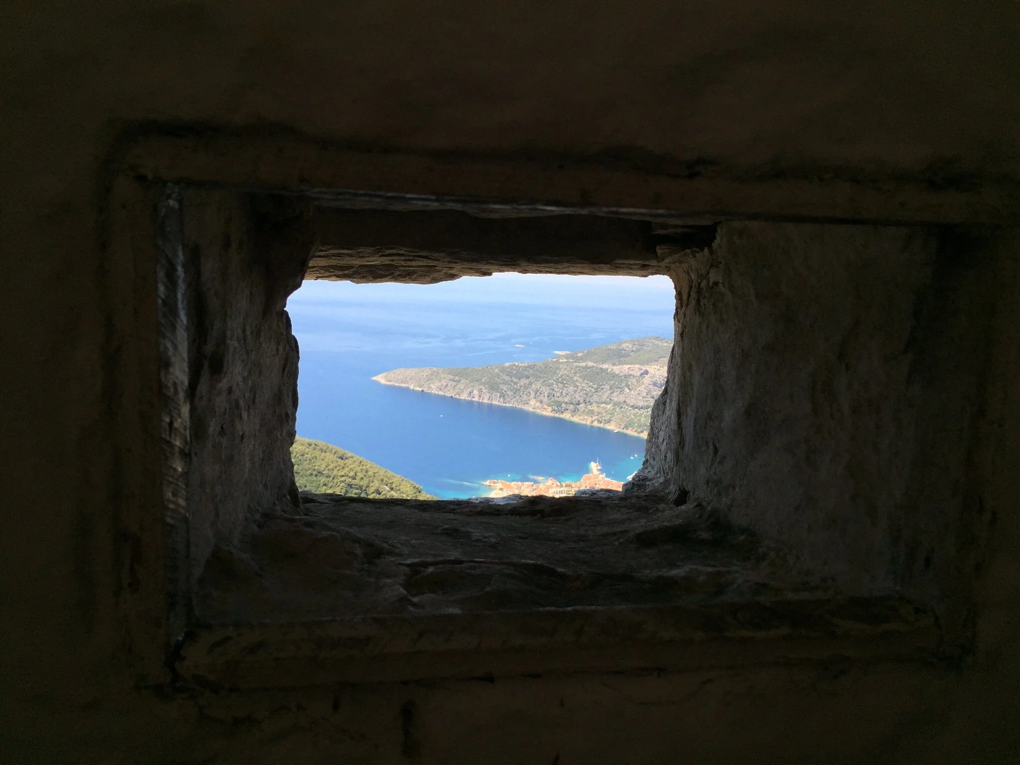 view of vis from old military tower in croatia