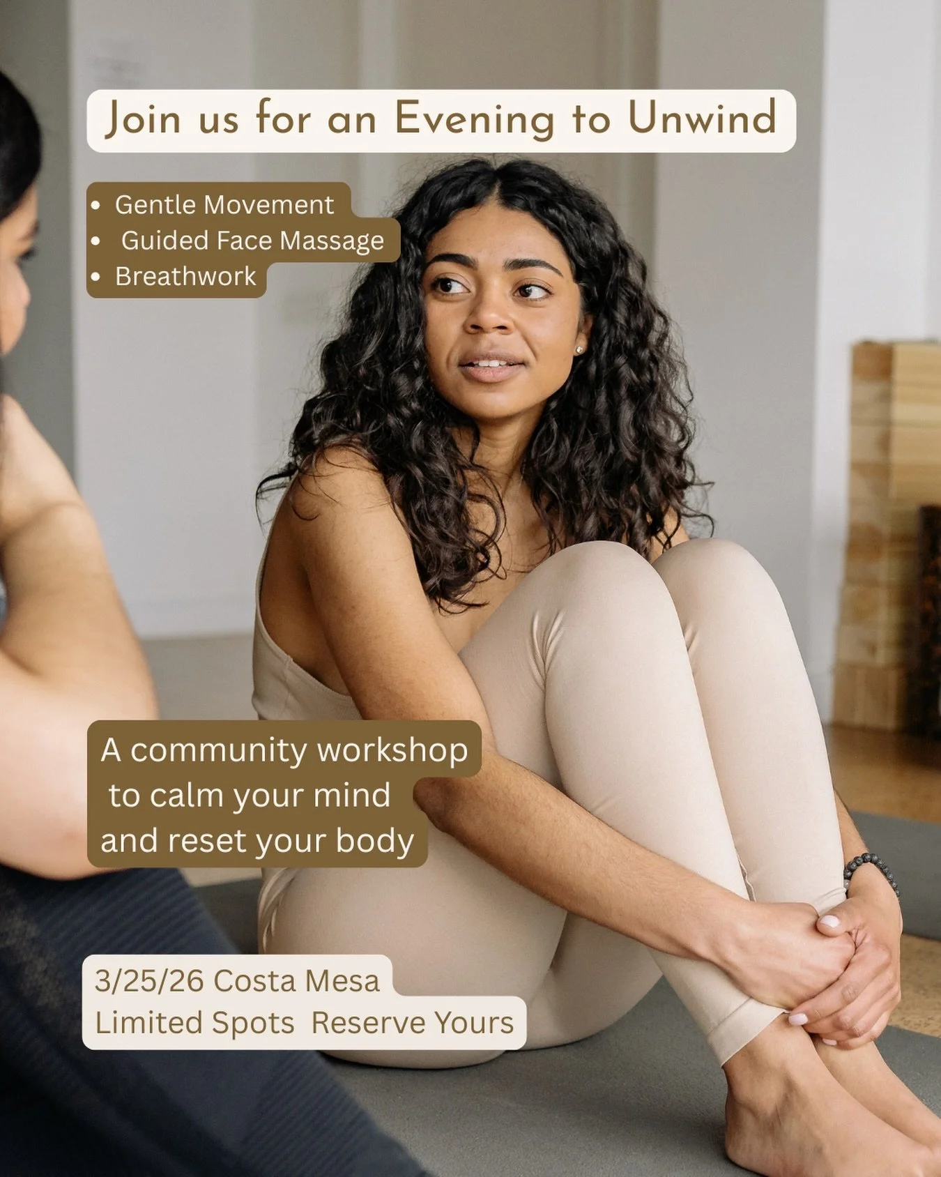 You&rsquo;ve been saying you need to slow down.

This is your space to actually do it.

Join us for an evening of gentle movement, guided facial massage, and breathwork designed to release tension and calm your nervous system.

This isn&rsquo;t a dro