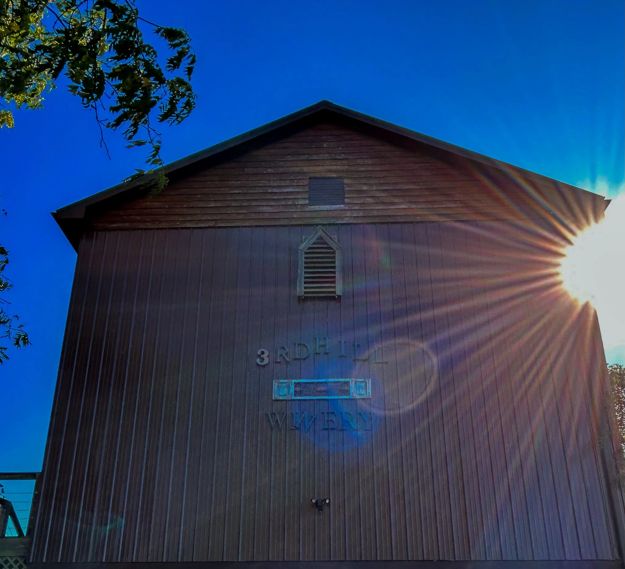 Sun shining down on Third Hill Winery in Quicksburg, VA.