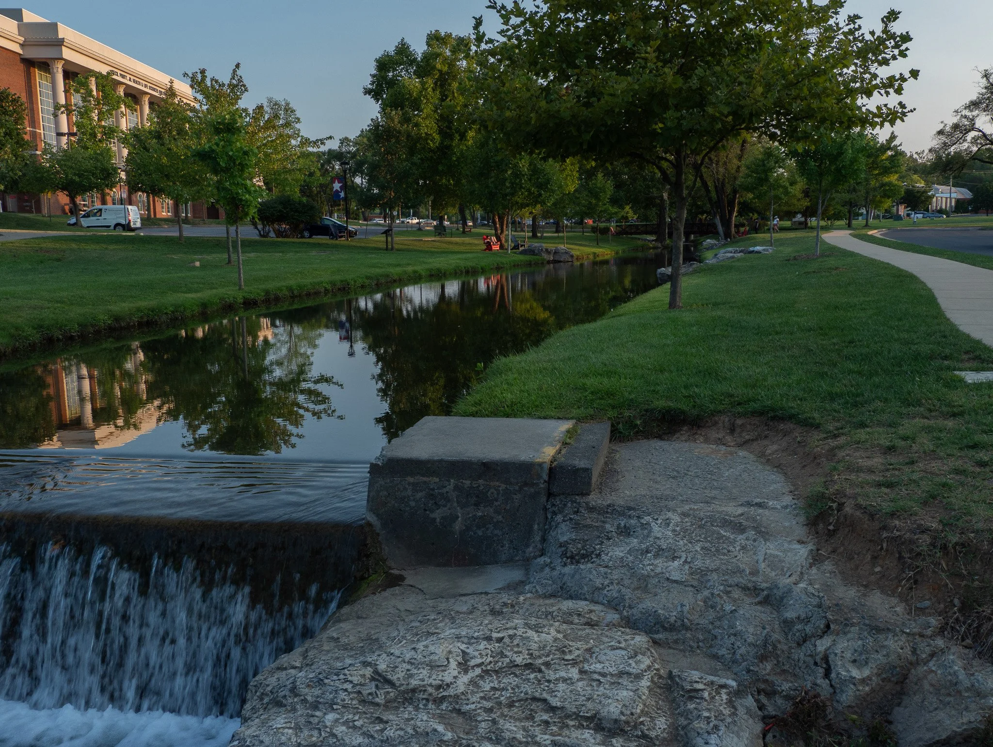 A peaceful water feature at Shenandoah Univerity.