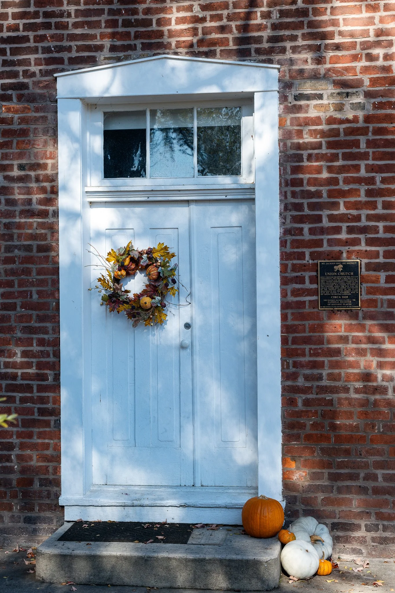 Front door of the Union Church in Mount Jackson, VA.