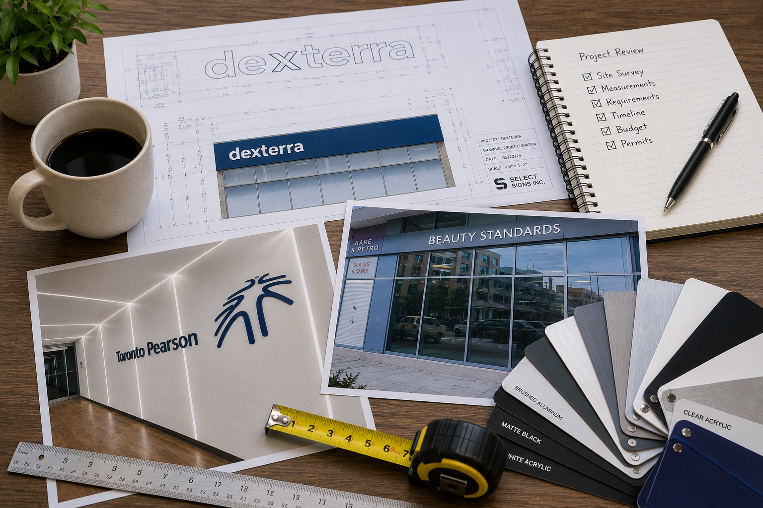 Custom sign manufacturing material sample
