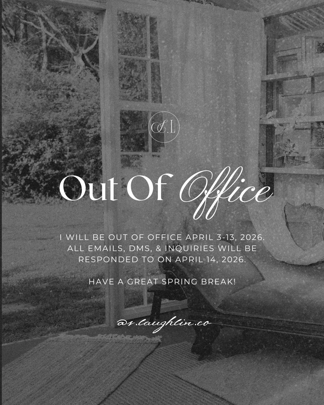 It's spring time in Augusta, which only means one thing ⛳️
I will be out of office April 3-13, 2026.

What this means for you:
- Gallery previews will be sent out by April 2nd.
- You can still inquire about upcoming photoshoots &amp; mini session opp