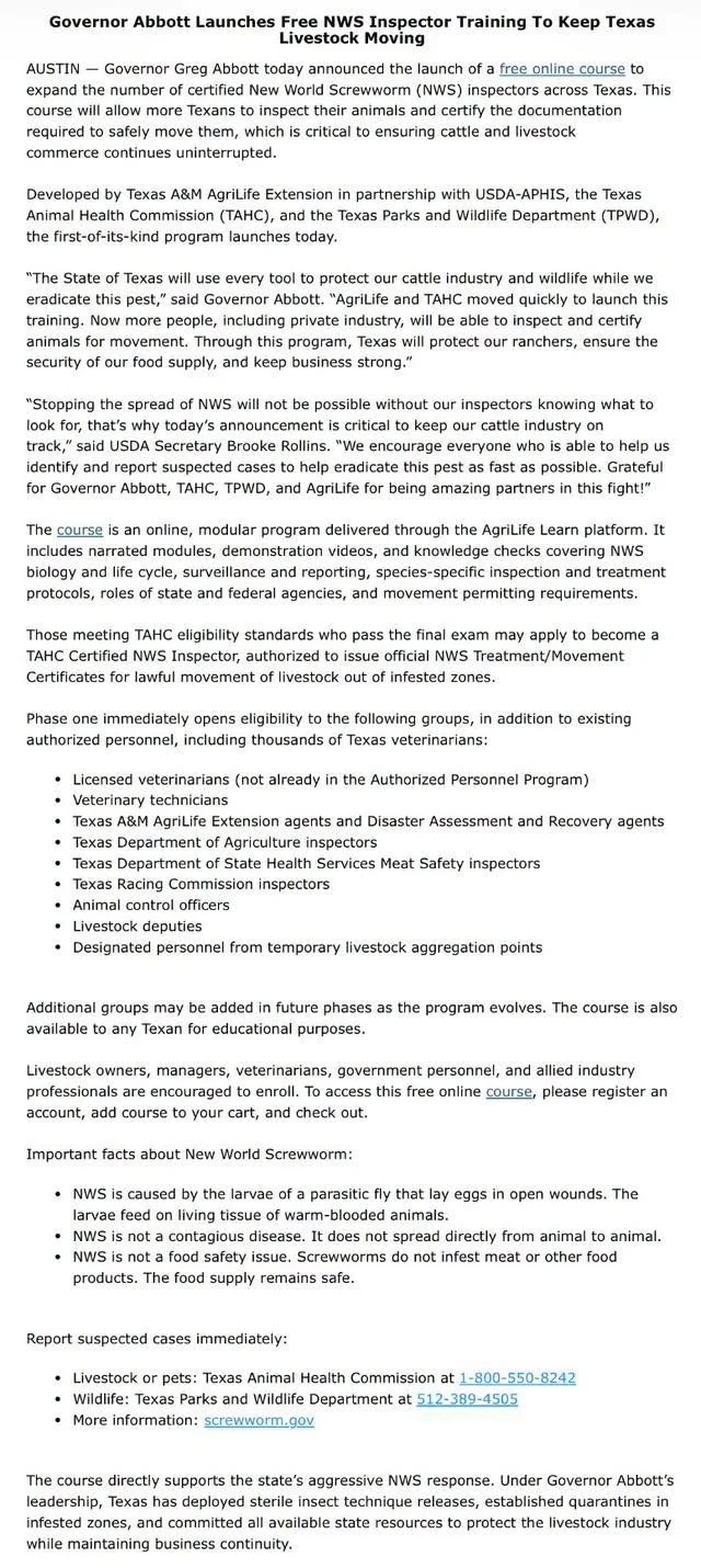 ALMDA Applauds Governor Abbott Launching NWS Inspector Program