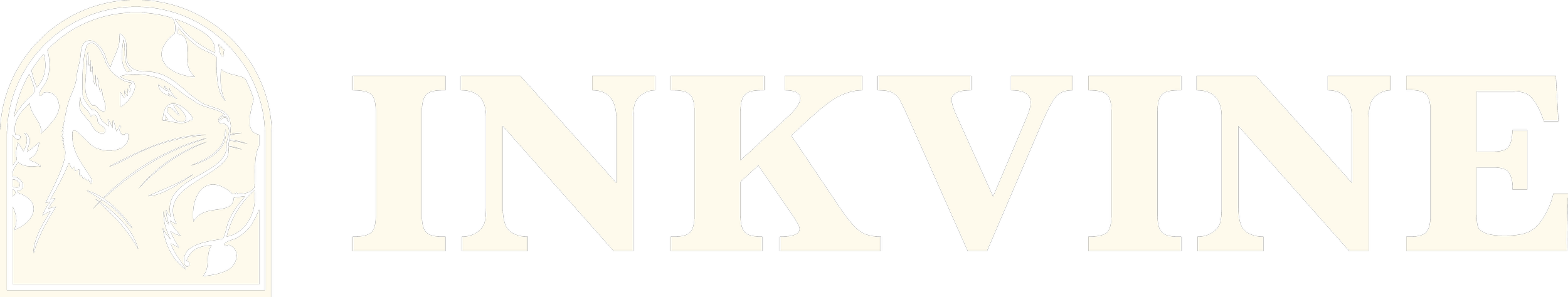 Black and white logo with a cat illustration inside an oval on the left and the word 'INKVINE' in bold uppercase letters on the right.