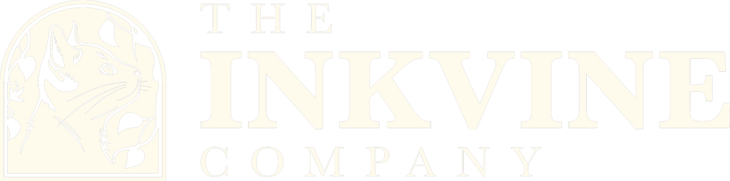 Logo of The Inkvine Company featuring a stylized cat's face surrounded by leaves.