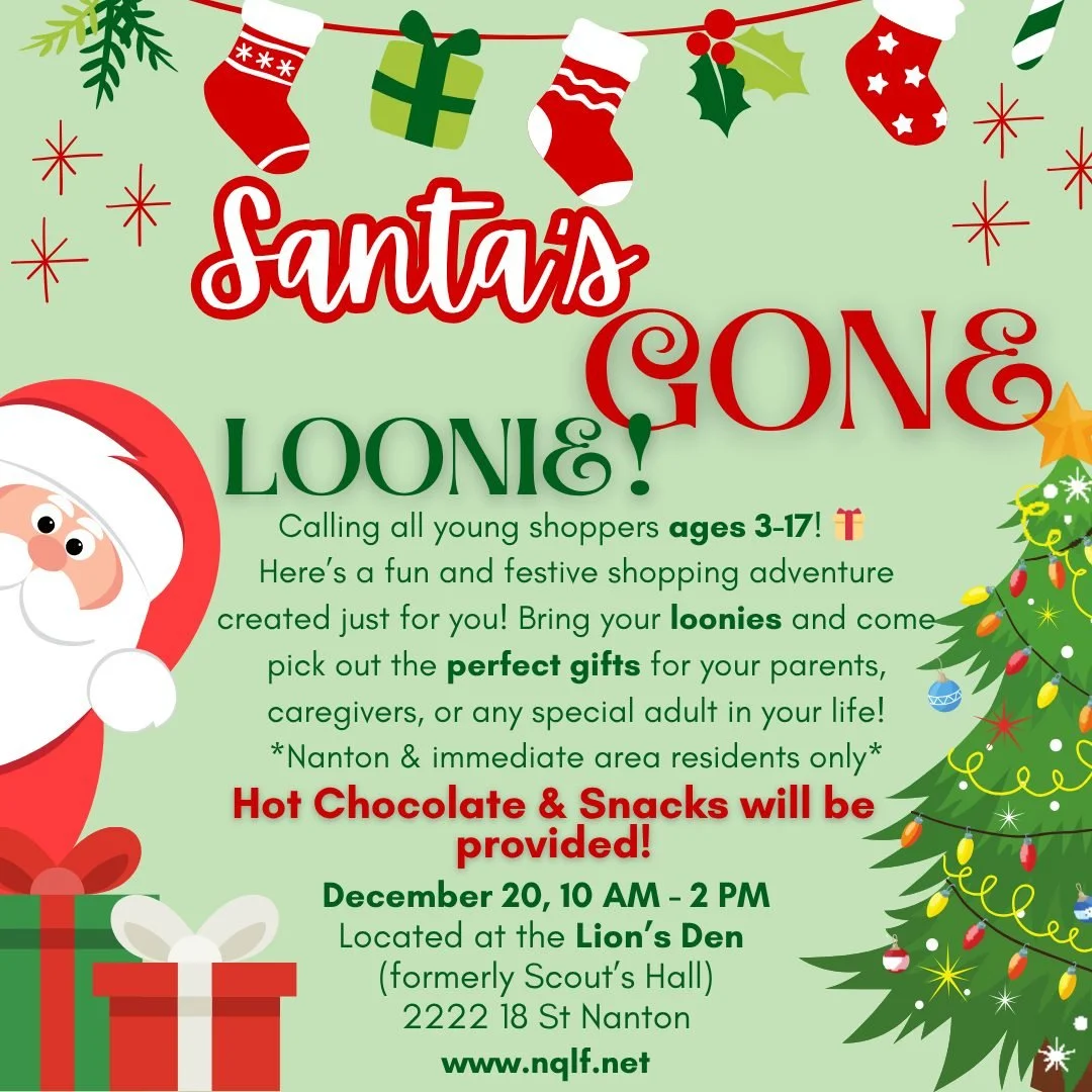 🎅❤️ Santa&rsquo;s Gone Loonie is back! ❤️🎅

Calling all young shoppers ages 3&ndash;17 &mdash; it&rsquo;s your turn to be the gift-giver! 🎁
Join us for a magical day where kids can shop for the perfect presents for the special adults in their live