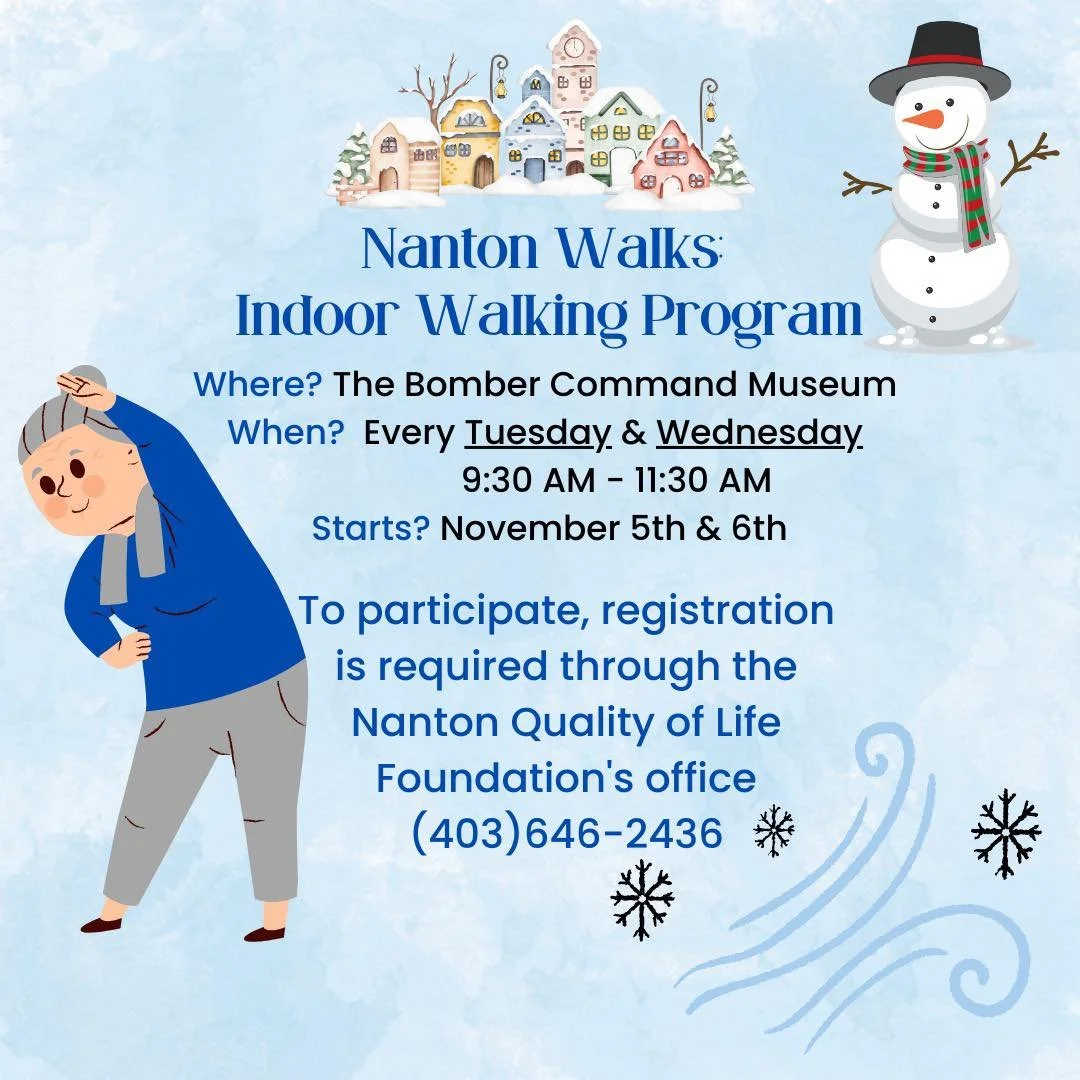 🚶&zwj;♀️ Nanton Walks is back! 🍂
Looking for a fun, social way to stay active as the weather cools down? Join the Indoor Walking Program at the Bomber Command Museum!

📍 Where: Bomber Command Museum
🗓️ When: Every Tuesday &amp; Wednesday
⏰ 9:30 A