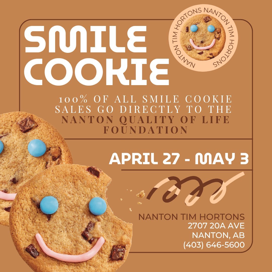 🍪 Our ovens are almost ready to go, and so are we! The annual Tim Hortons Smile Cookie Campaign is baking soon, from April 27 to May 3.

We are incredibly grateful to be the chosen recipient of this year's Smile Cookie proceeds at our local Nanton T