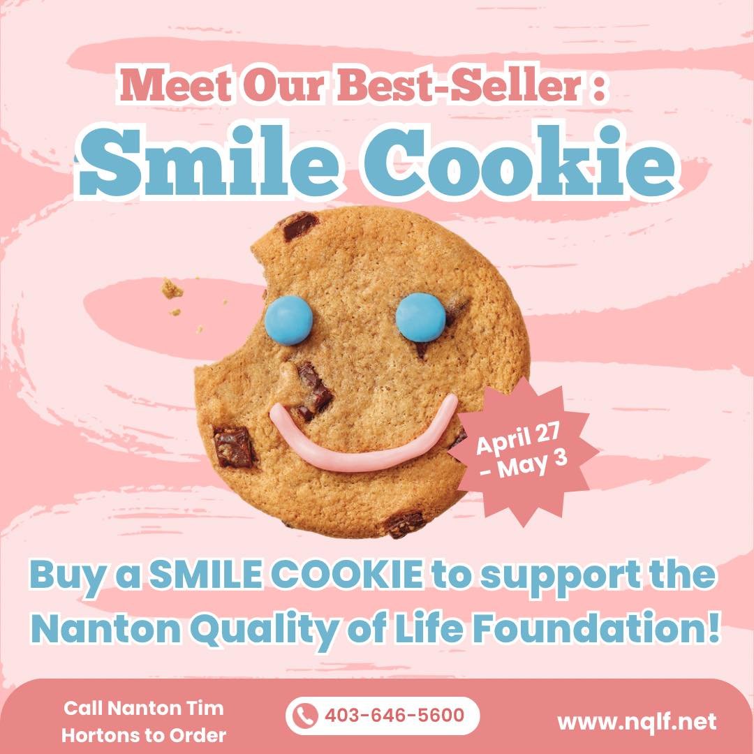 Get Ready to Smile, Nanton! 🍪💙✨

The Tim Hortons Smile Cookie campaign is back! 🥳🙌

We are so incredibly grateful that 100% of proceeds from our local Nanton Tim Hortons go directly to the Nanton Quality of Life Foundation! 🏠💖 

Every single co
