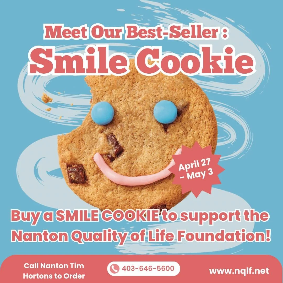 Get Ready to Smile, Nanton! 🍪💙✨

The Tim Hortons Smile Cookie campaign is back! 🥳🙌

We are so incredibly grateful that 100% of proceeds from our local Nanton Tim Hortons go directly to the Nanton Quality of Life Foundation! 🏠💖 

Every single co
