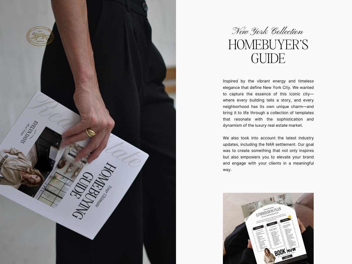 Fully customizable 36-page real estate guide template showcasing the homebuying process.