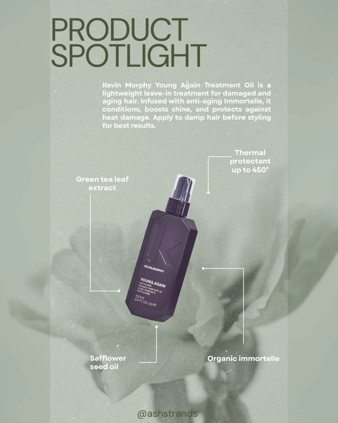 Say hello to your hair&rsquo;s new best friend! 🌿💟
Kevin Murphy Young Again Treatment Oil is my go-to for restoring shine, softness, and strength. Infused with anti-aging Immortelle, this lightweight leave-in treatment nourishes damaged hair while 