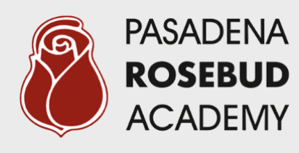 Rose logo with the text 'PASADENA ROSEBUD ACADEMY'