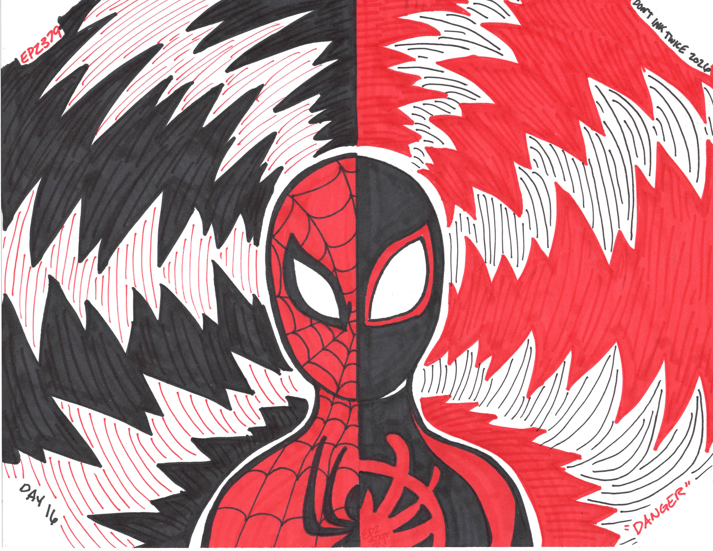 It's also surprising that I haven't drawn too many Spider-Man things over the years. This was a fun opportunity to do an interpretation on spidey sense! (also yes, Brand New Day was very fun to see in theaters)

Like what's up, Doodlers!
Happy #donti