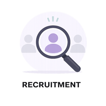 Recruitment and talent acquisition service illustration showing candidate search