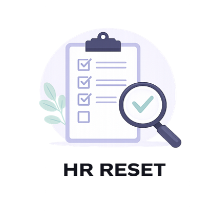 HR Reset service illustration showing HR audit checklist and process review