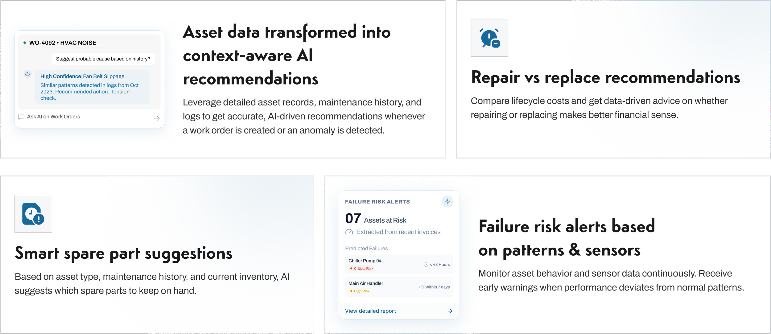 Predictive maintenance insights for repair vs replace decisions