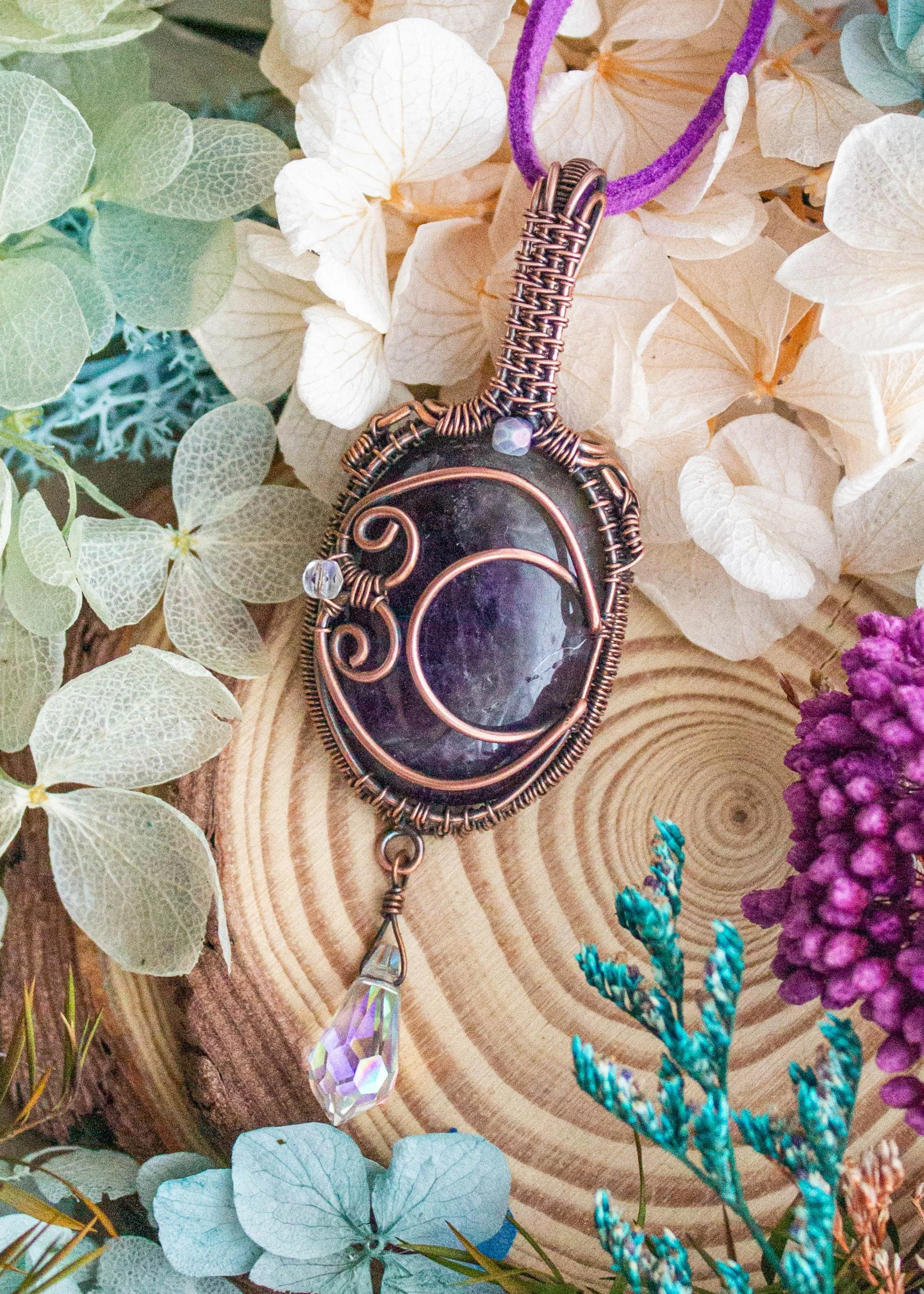 Crescent Moon Amethyst Pendant